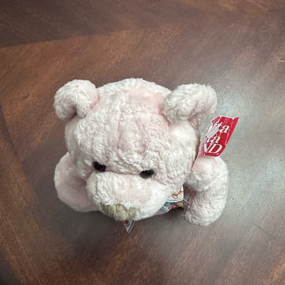 Gund Pink "Smoothie" 8" Bear with Floral Bow ~ Stands Independently - Picture 6 of 9